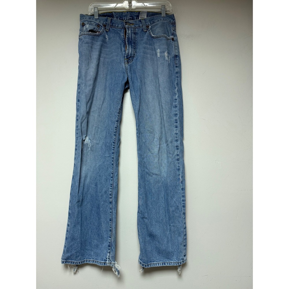 Lucky Brand Jeans Men 32 Short Blue Fair Distressed Rivington Bootleg Dungarees